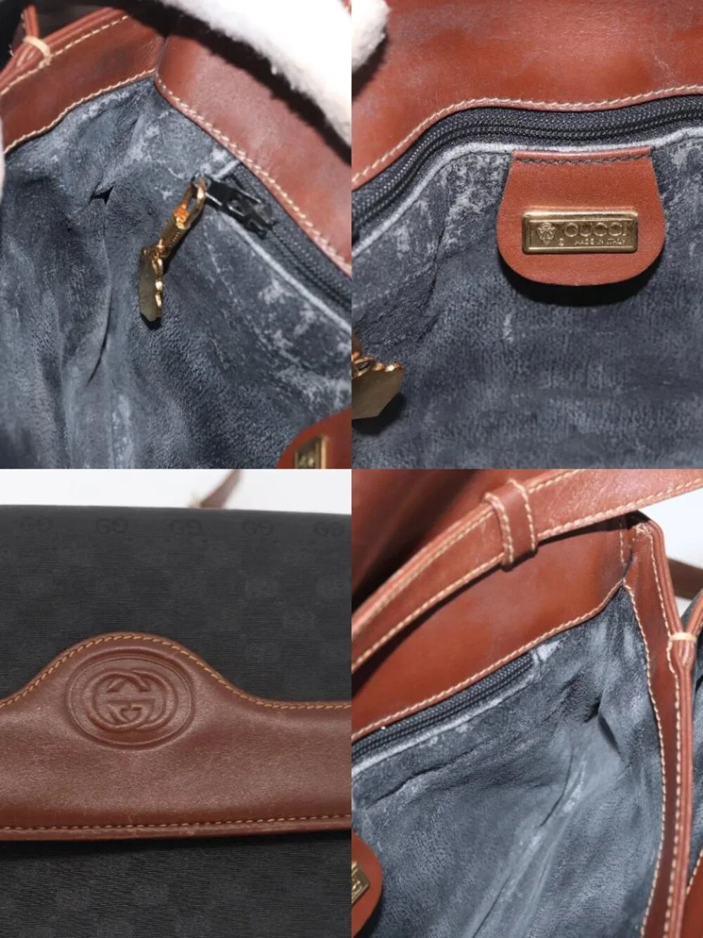 GUCCI Micro GG Supreme Shoulder Bag PVC Black Gold 004 104 0024 Auth 181357 - Picture 14 of 15